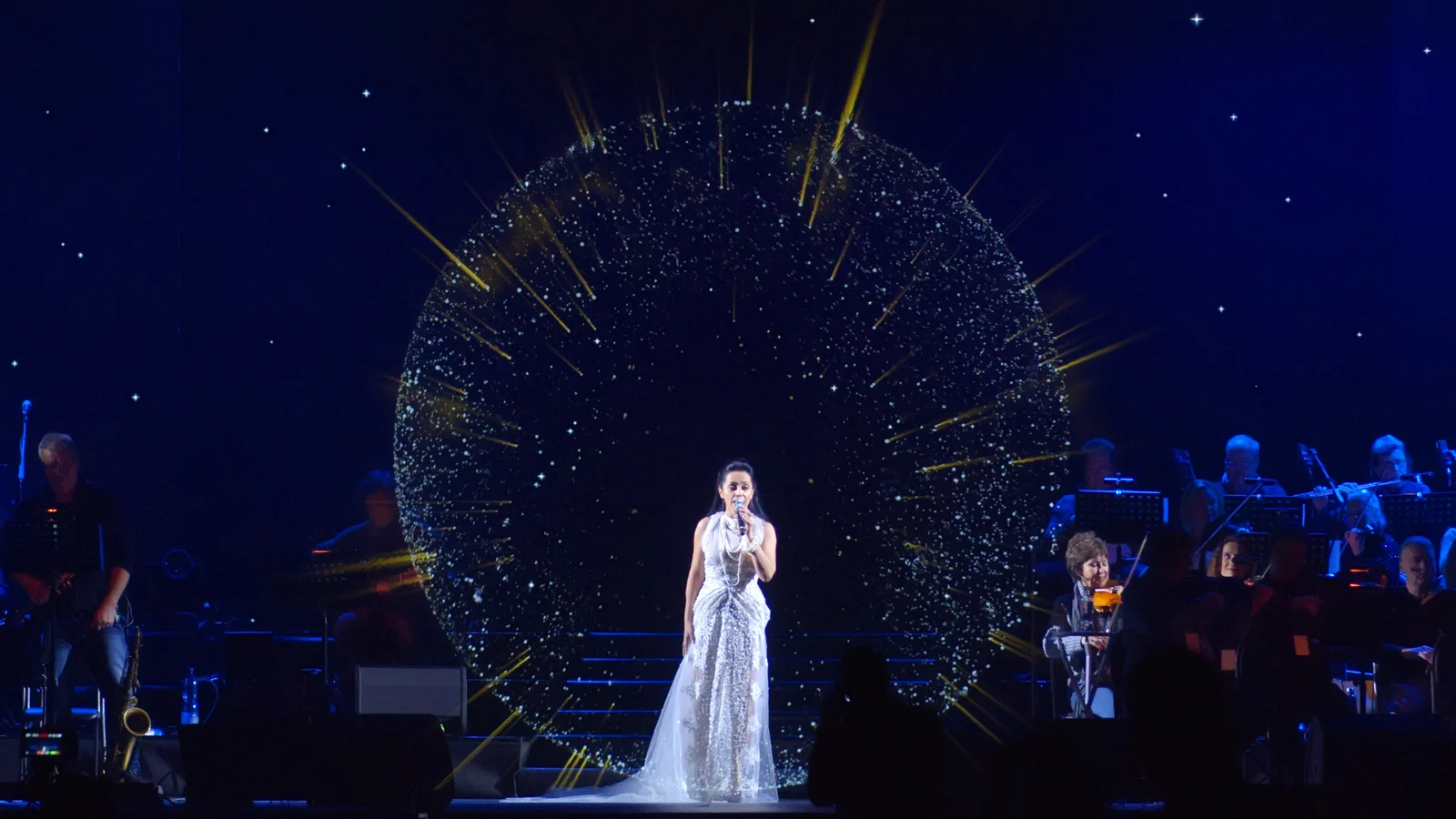 Concert stage with digital lighting effects — Lucie Bílá Christmas gala concert, SCREENRENTAL.EU