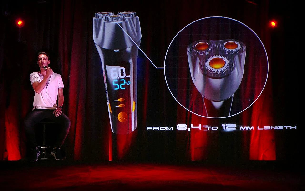 Product presentation on stage — produced by SCREENRENTAL.EU